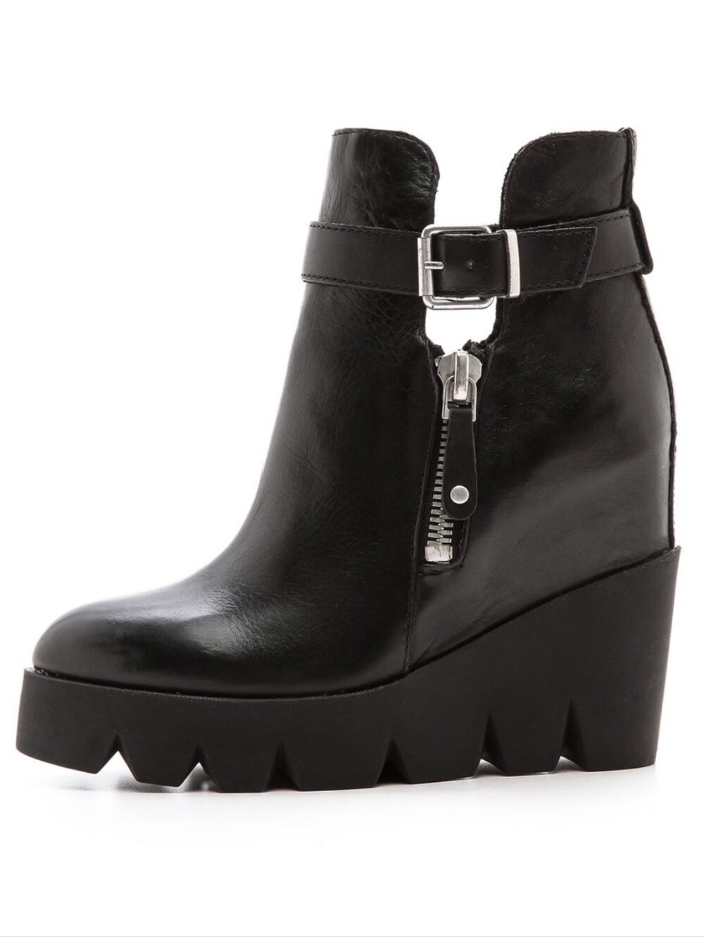 ASH Ricky Lug Wedge Platform Leather Boots Size 8